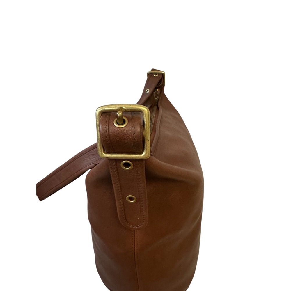 Vintage Coach Mahogany Leather Bucket Bag Brass Hardware Zip Top Shoulder Bag - Picture 8 of 16